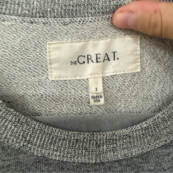 The Great. Sweatshirt Cutoff Bears Crewneck in Grey Green - Picture 3 of 5